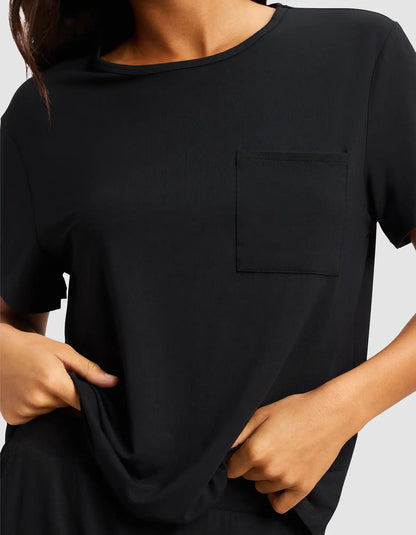 Women's Bamboo Stretch-Knit Lounge Tee & Pants Set