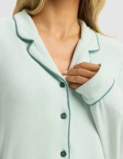 Women's Bamboo Rib-Knit Classic Long Sleeve Pajama Set - Last Chance
