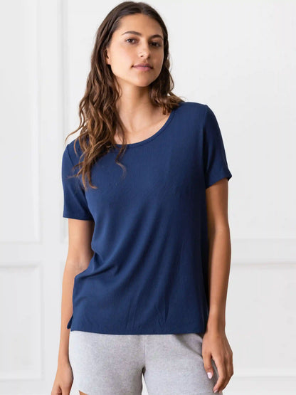Women’s Bamboo Rib-Knit Short Sleeve Lounge Top