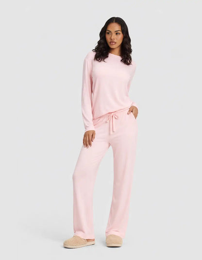 Women's Bamboo Stretch-Knit Long Sleeve Lounge Tee & Pant Set