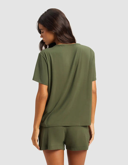 Women's Bamboo Stretch-Knit Lounge Tee & Shorts Set