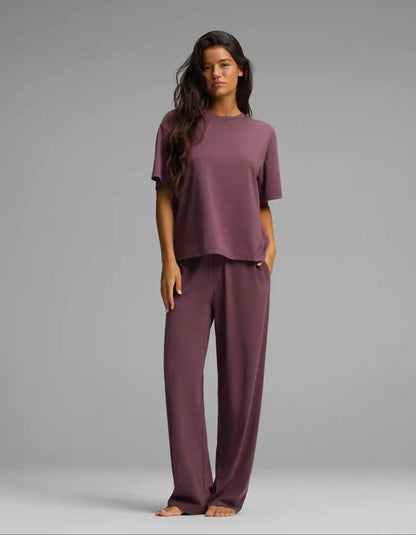 Women's First Layer Pajama Short Sleeve Tee & Pajama Pant Set