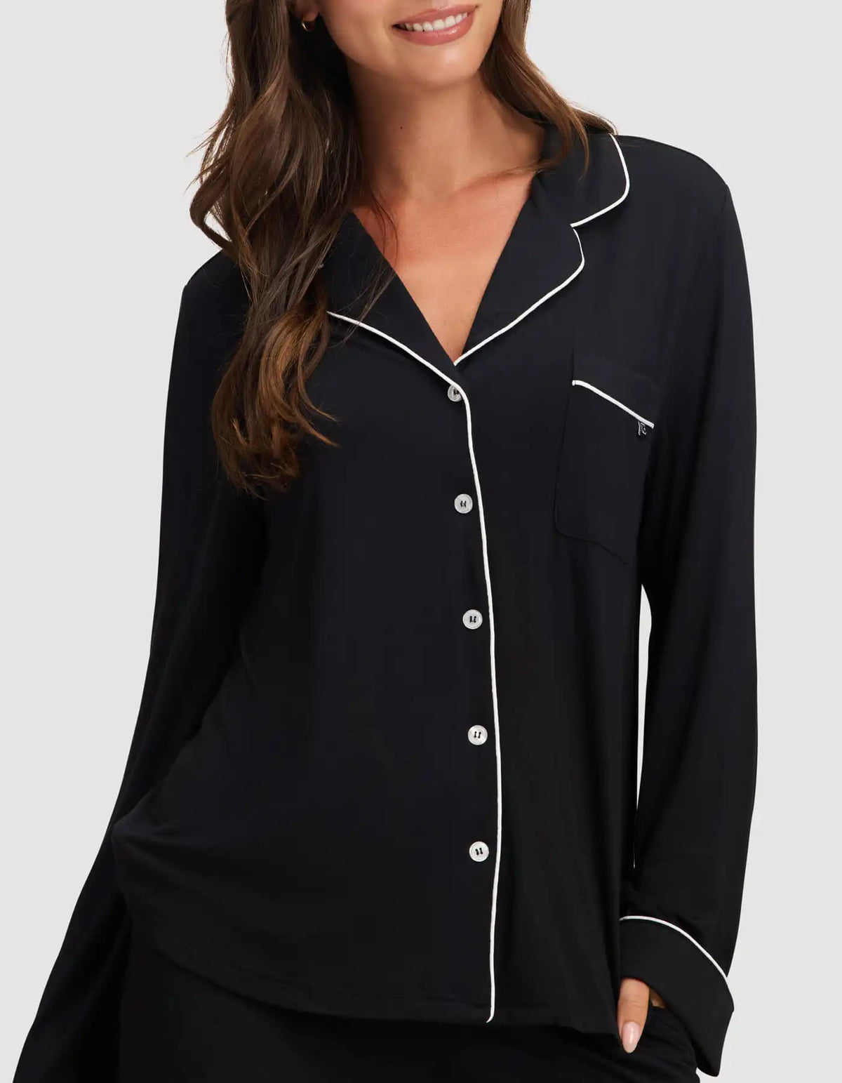 Women's Bamboo Stretch-Knit Long Sleeve Pajama Top - Petite