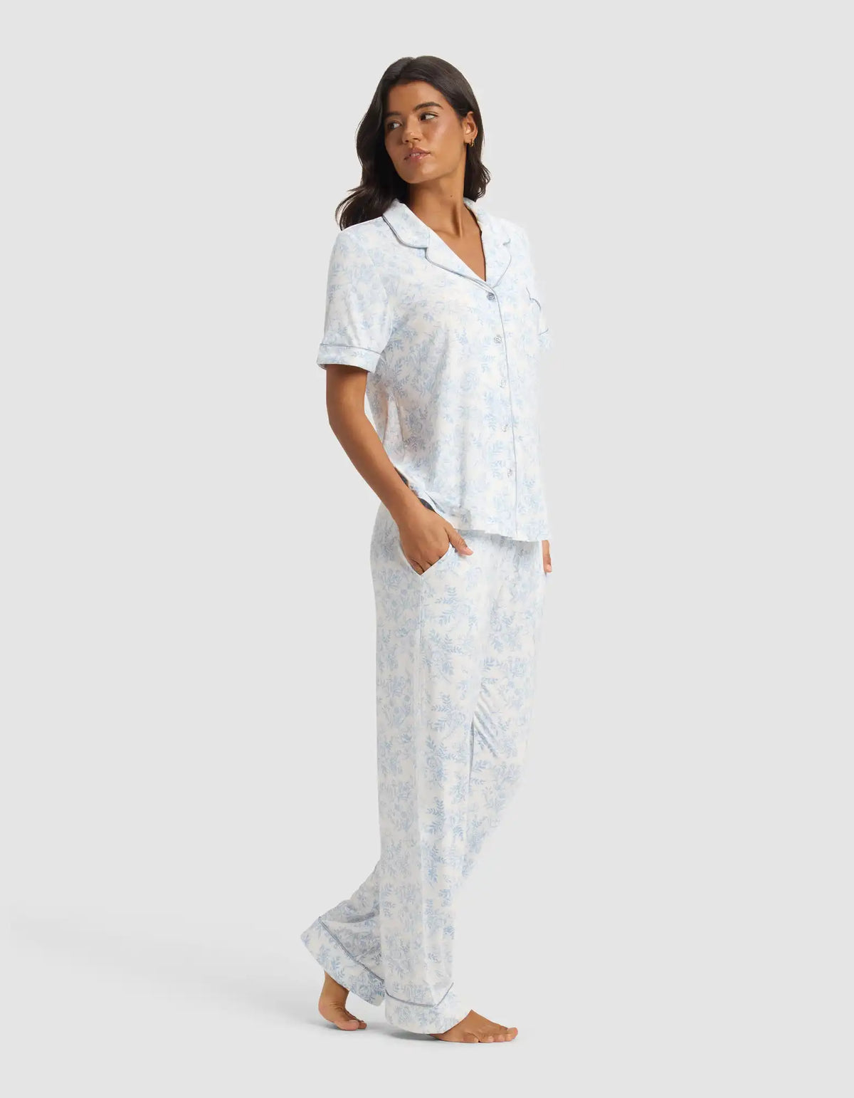 Women's Bamboo Stretch-Knit Short Sleeve & Pant Pajama Set - Last Chance
