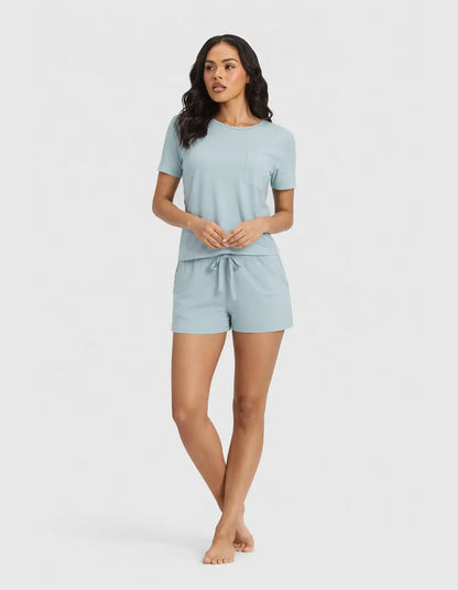Women's Bamboo Stretch-Knit Lounge Tee & Shorts Set