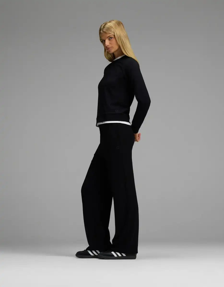 Women's Brushed Bamboo Pullover Crew & Wide Leg Pull On Pant Set