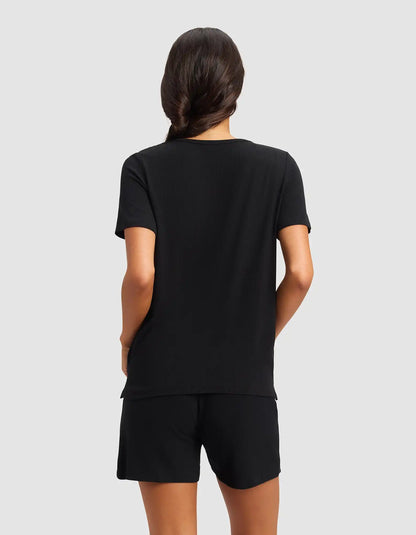 Women’s Bamboo Rib-Knit Short Sleeve Lounge Top