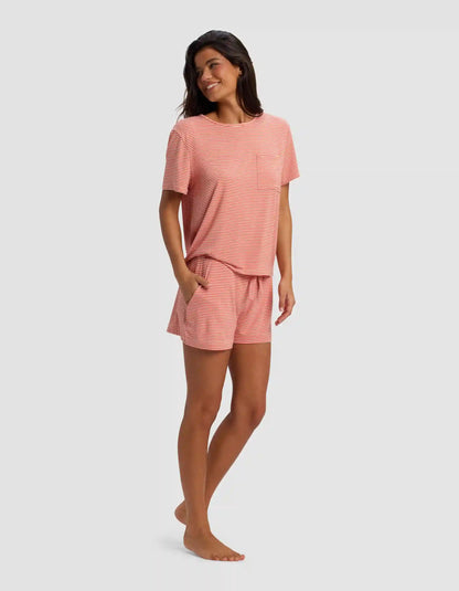 Women's Bamboo Stretch-Knit Lounge Tee & Shorts Set