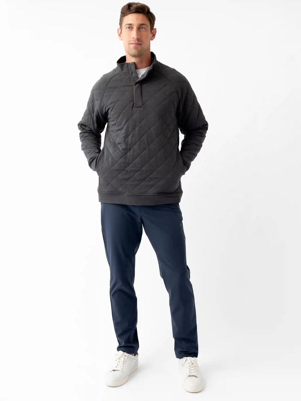 Men's Brushed Bamboo Quilted Snap Pullover