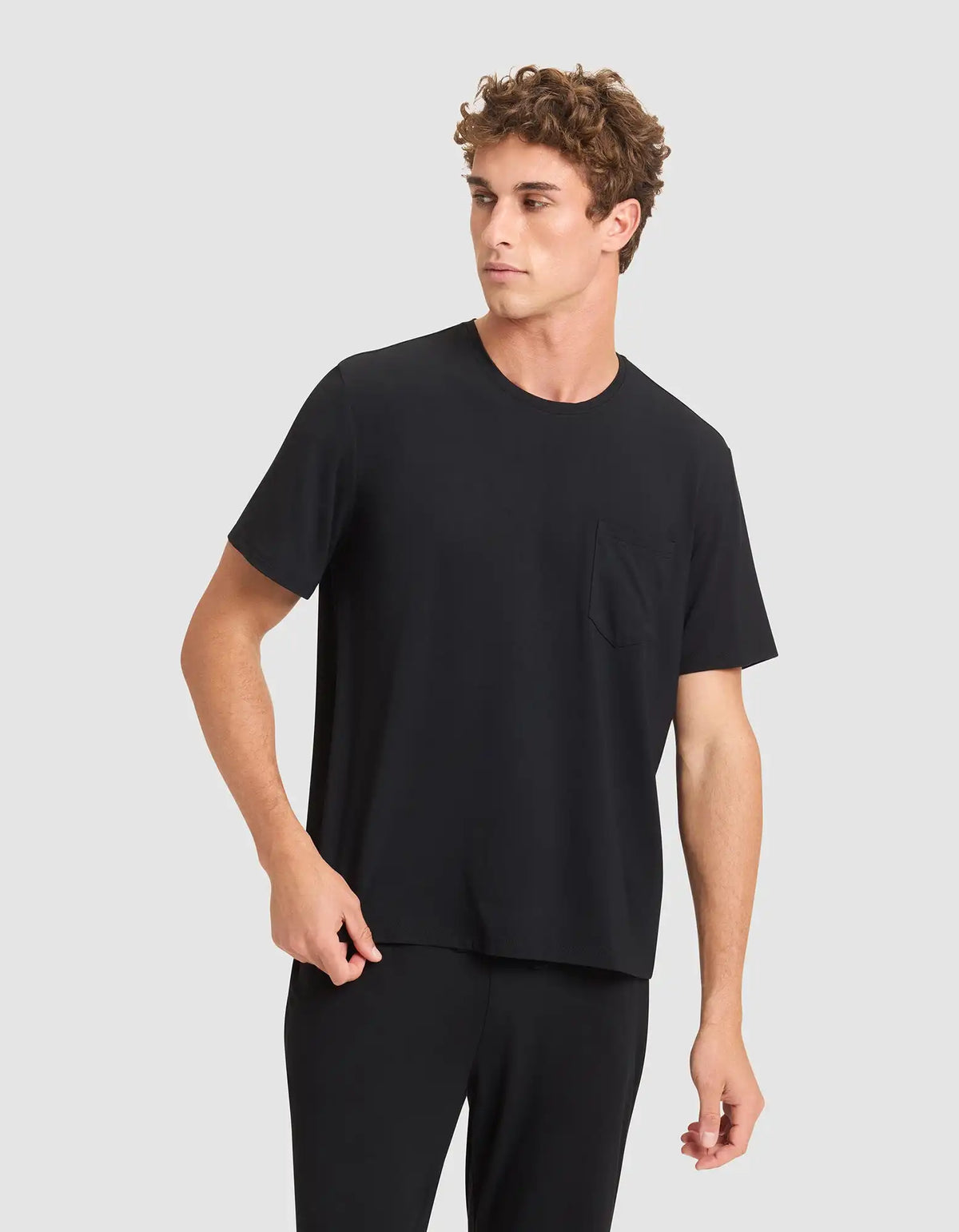 Men's Bamboo Stretch-Knit Short Sleeve Tee & Pant Pajama Set