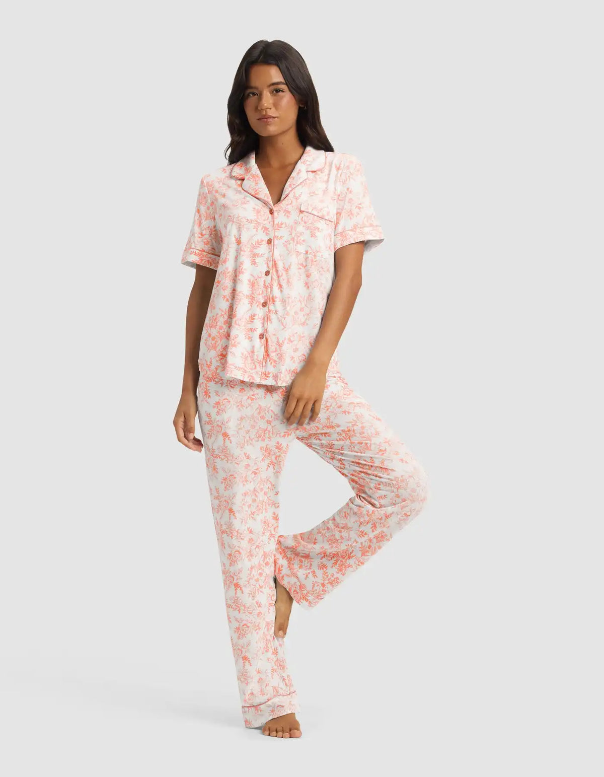 Women's Bamboo Stretch-Knit Short Sleeve & Pant Pajama Set - Last Chance