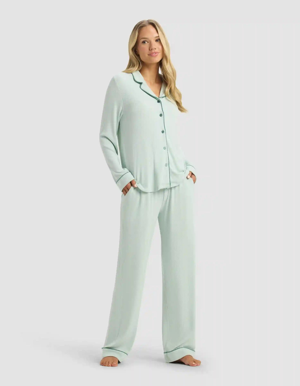 Women's Bamboo Rib-Knit Classic Long Sleeve Pajama Set - Last Chance