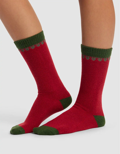 Mistletoe Plush Lounge Calf Sock