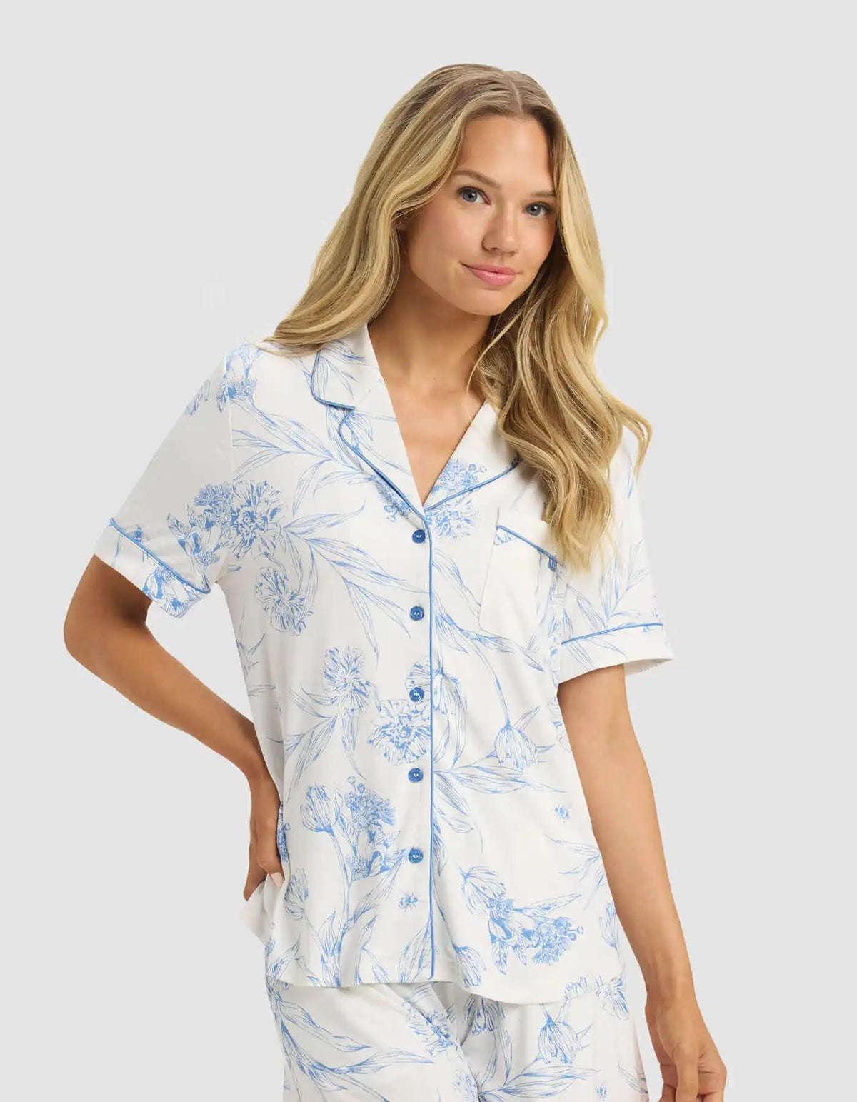 Women's Bamboo Stretch-Knit Short Sleeve & Pant Pajama Set - Last Chance