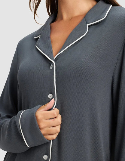 Women's Bamboo Rib-Knit Classic Long Sleeve Pajama Set - Last Chance