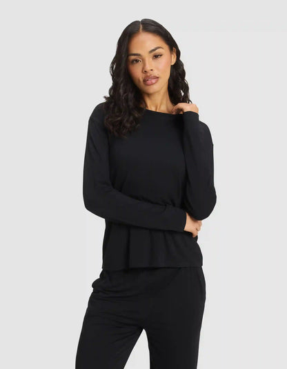 Women's Bamboo Stretch-Knit Long Sleeve Lounge Tee & Pant Set