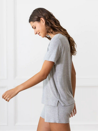 Women’s Bamboo Rib-Knit Short Sleeve Lounge Top