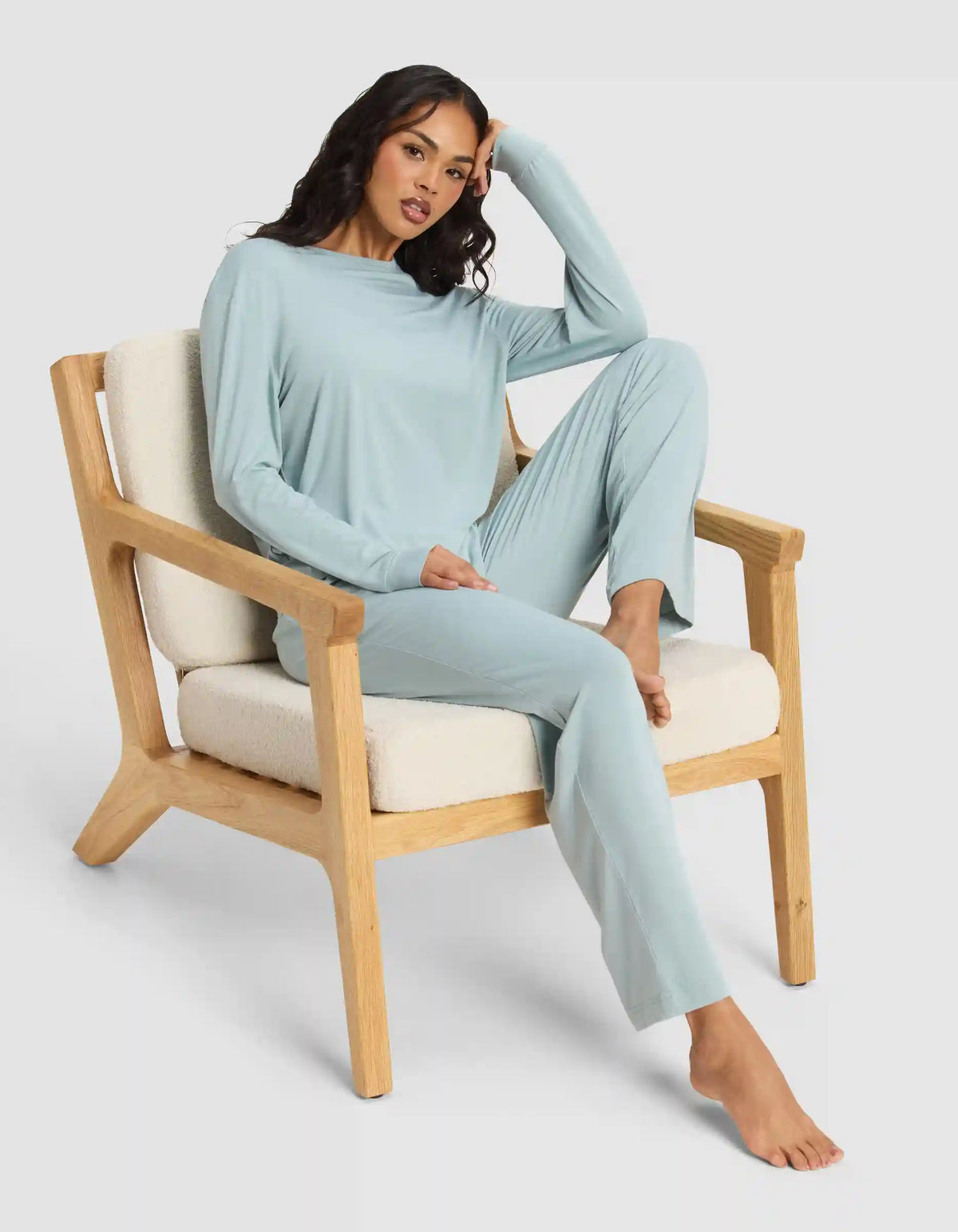 Women's Bamboo Stretch-Knit Long Sleeve Lounge Tee & Pant Set