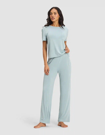 Women's Bamboo Stretch-Knit Lounge Tee & Pants Set