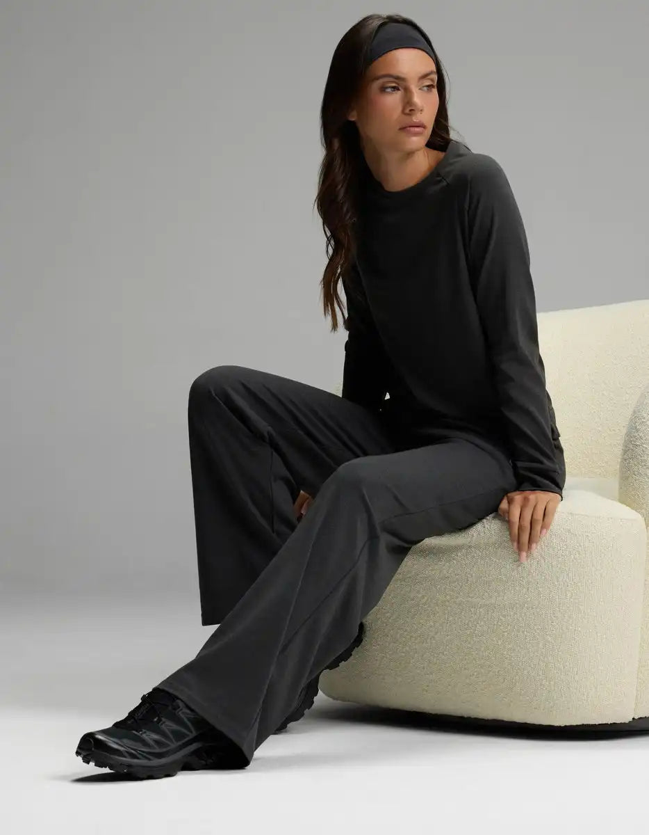 Women's Brushed Bamboo Pullover Crew & Wide Leg Pull On Pant Set
