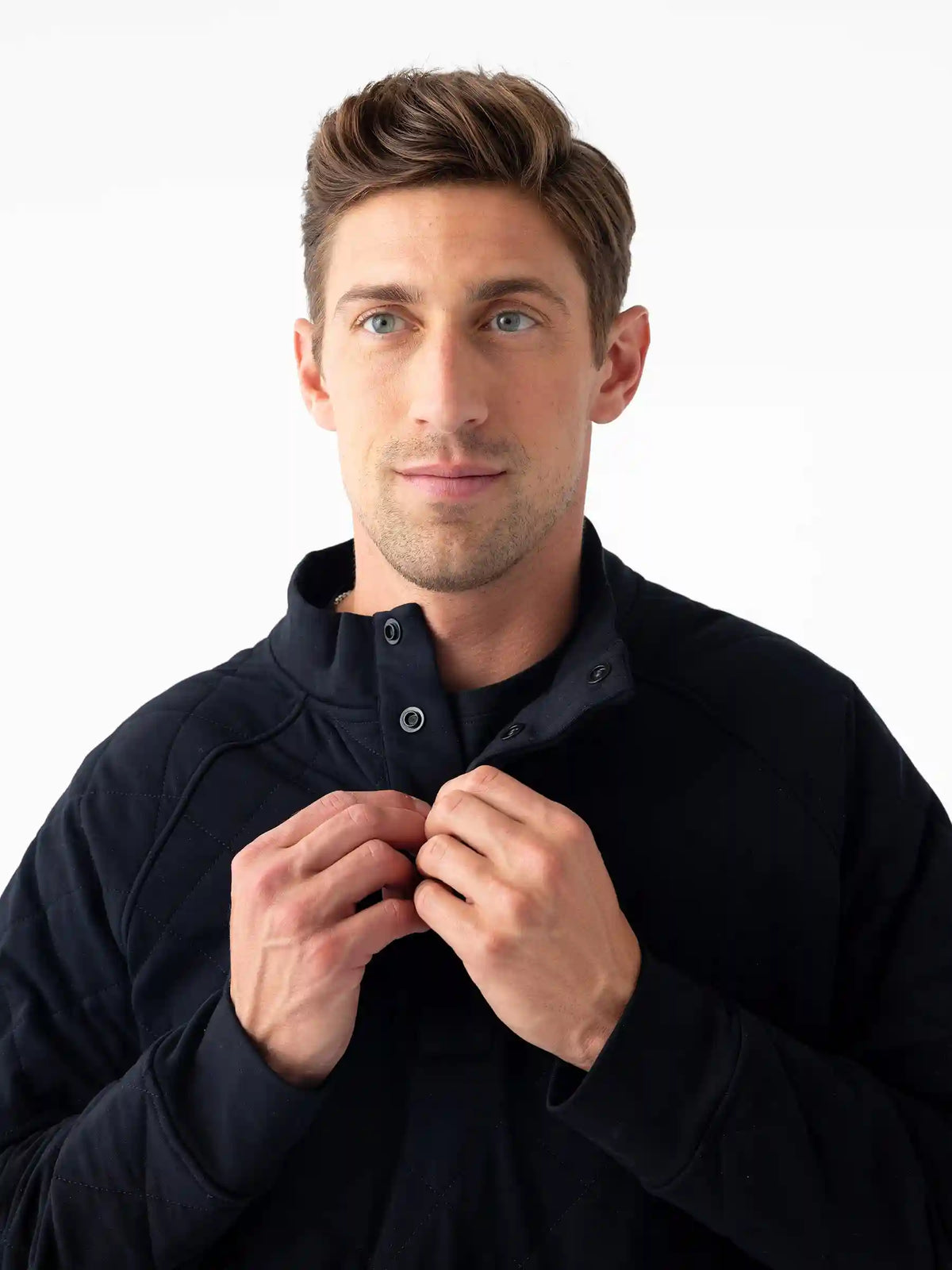 Men's Brushed Bamboo Quilted Snap Pullover