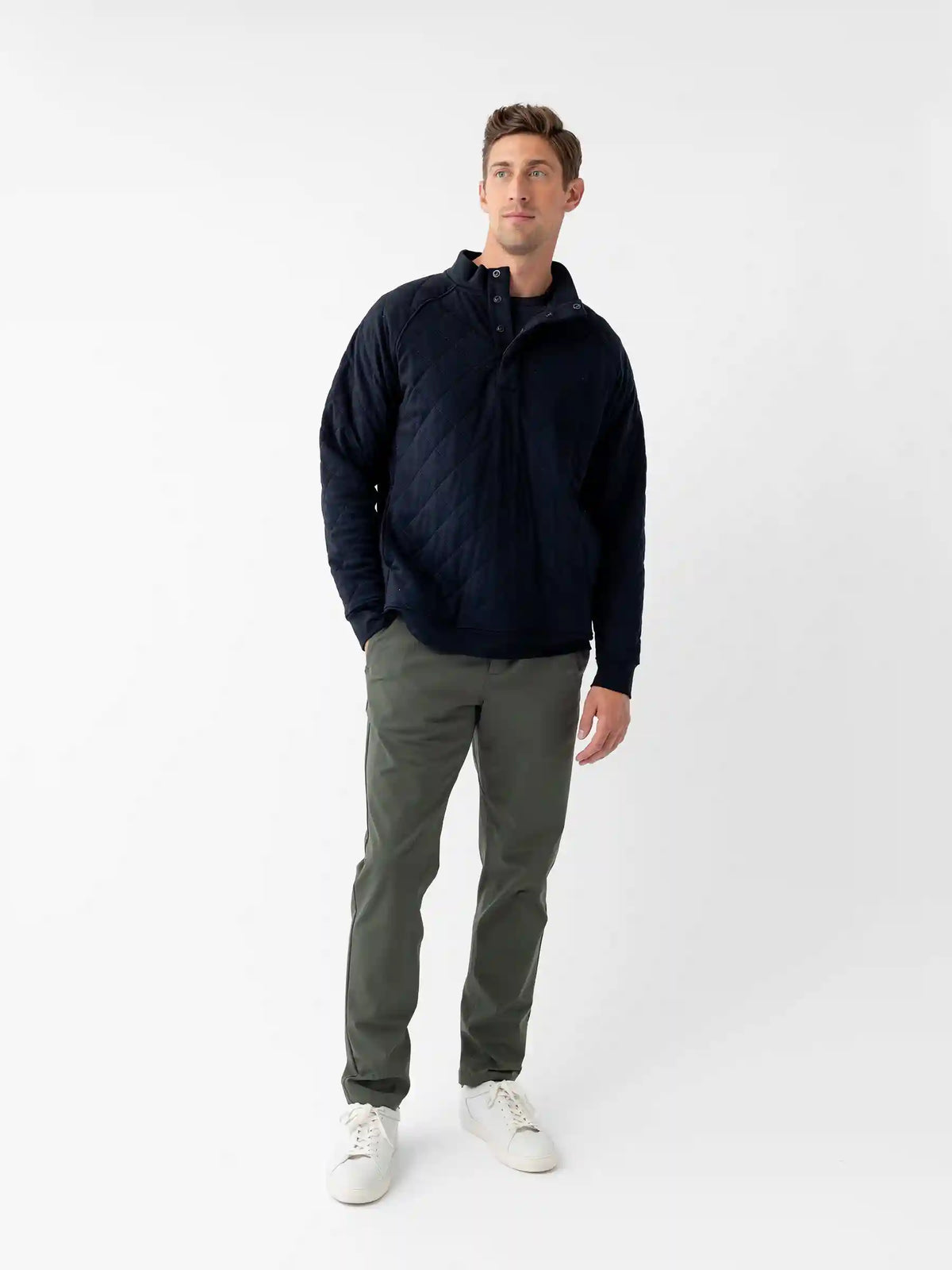 Men's Brushed Bamboo Quilted Snap Pullover