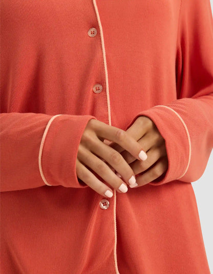 Women's Bamboo Rib-Knit Classic Long Sleeve Pajama Set - Last Chance