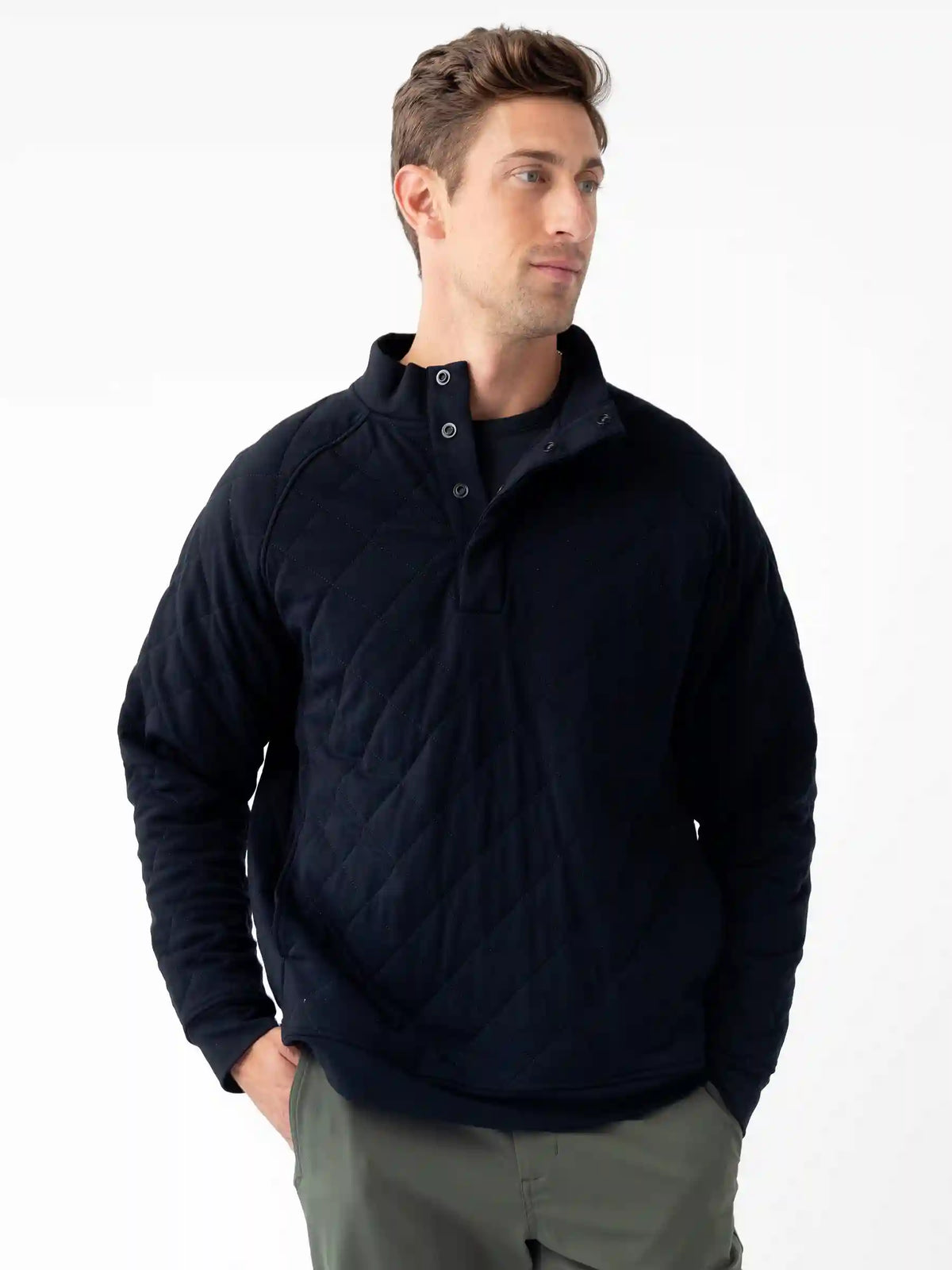 Men's Brushed Bamboo Quilted Snap Pullover