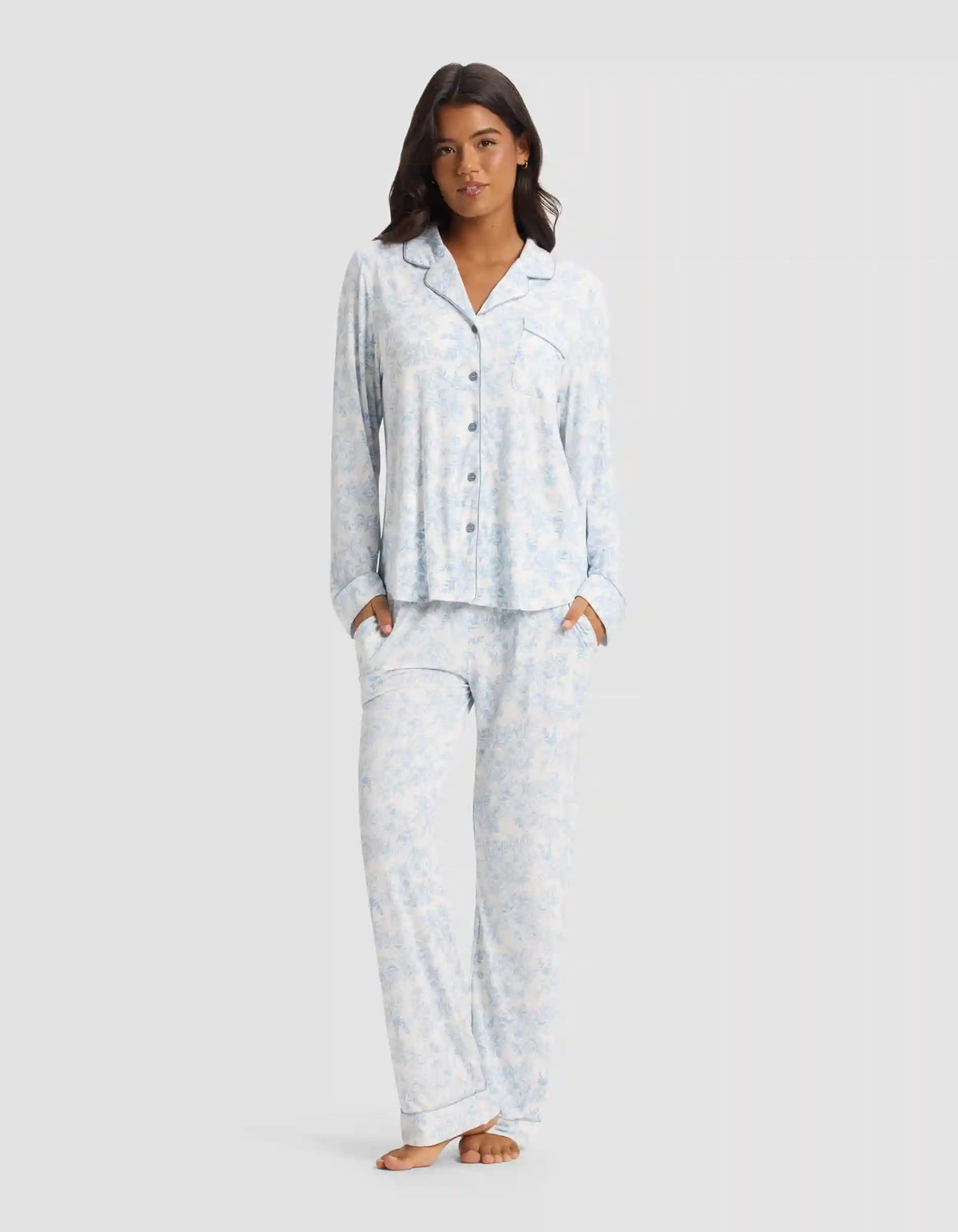 Women's Bamboo Stretch-Knit Long Sleeve Pajama Set