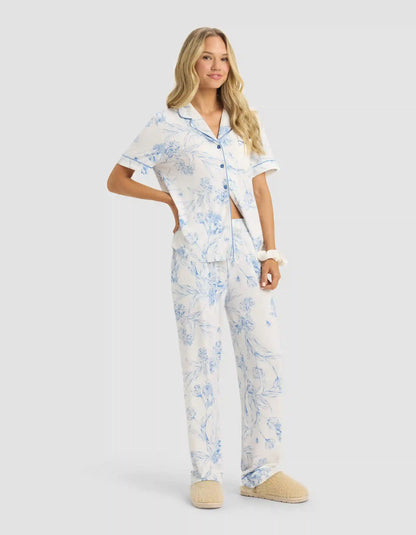 Women's Bamboo Stretch-Knit Short Sleeve & Pant Pajama Set - Last Chance