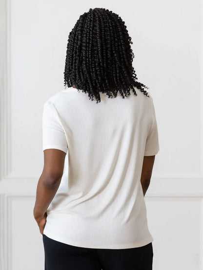 Women’s Bamboo Rib-Knit Short Sleeve Lounge Top