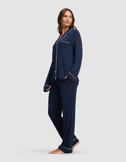 Women's Bamboo Stretch-Knit Long Sleeve Pajama Set - Petite
